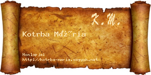 Kotrba Mária névjegykártya
